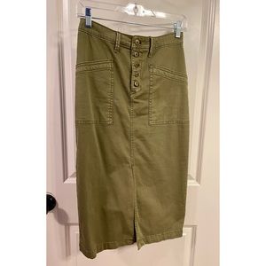 Anthropologie Brand Olive Green Pencil Skirt SZ 2